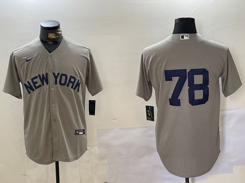 Men New York Yankees #78 No Name Grey Game 2024 Nike MLB Jersey style 1->new york yankees->MLB Jersey